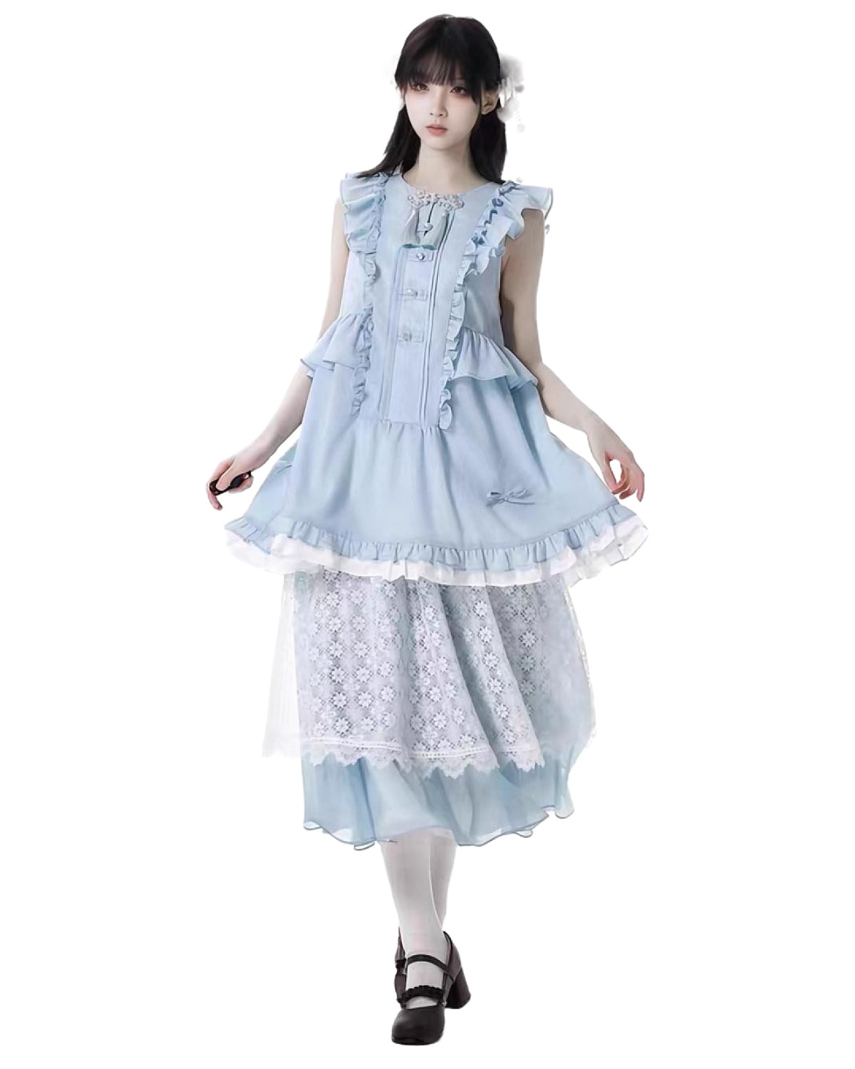 Baby Blue Lolita Set White Backdrop