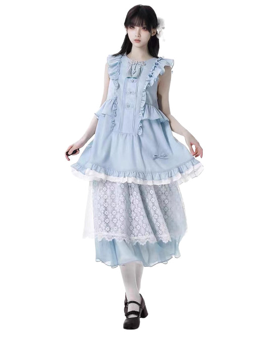 Baby Blue Lolita Set White Backdrop