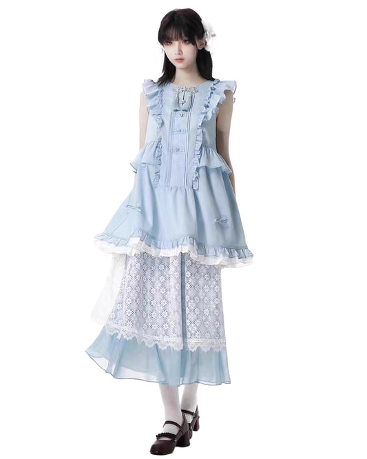 Baby Blue Lolita Set On Model Standing