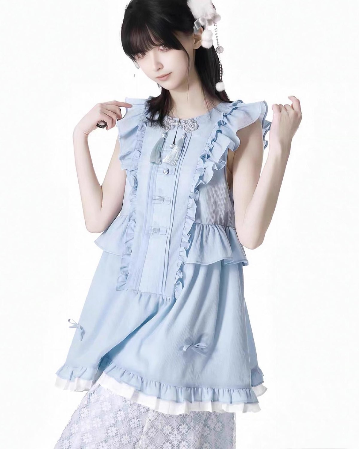 Baby Blue Lolita Set Dress Closer Up