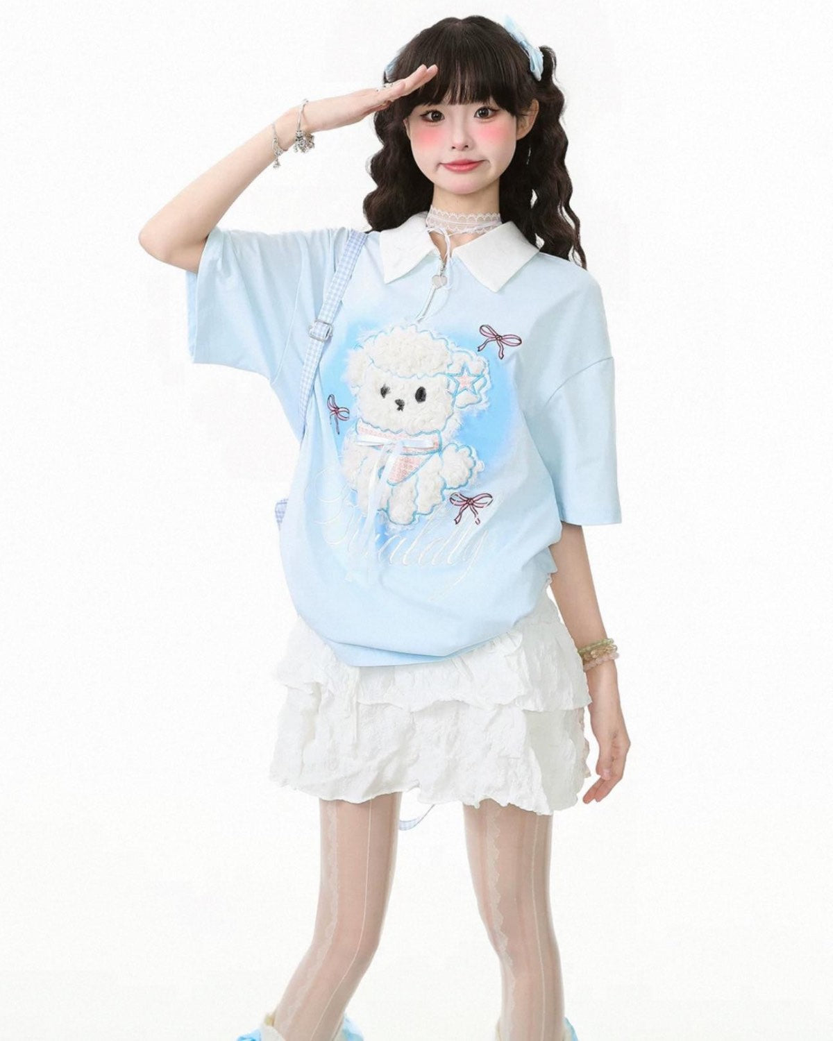Fluffy Dog Polo Tee Blue