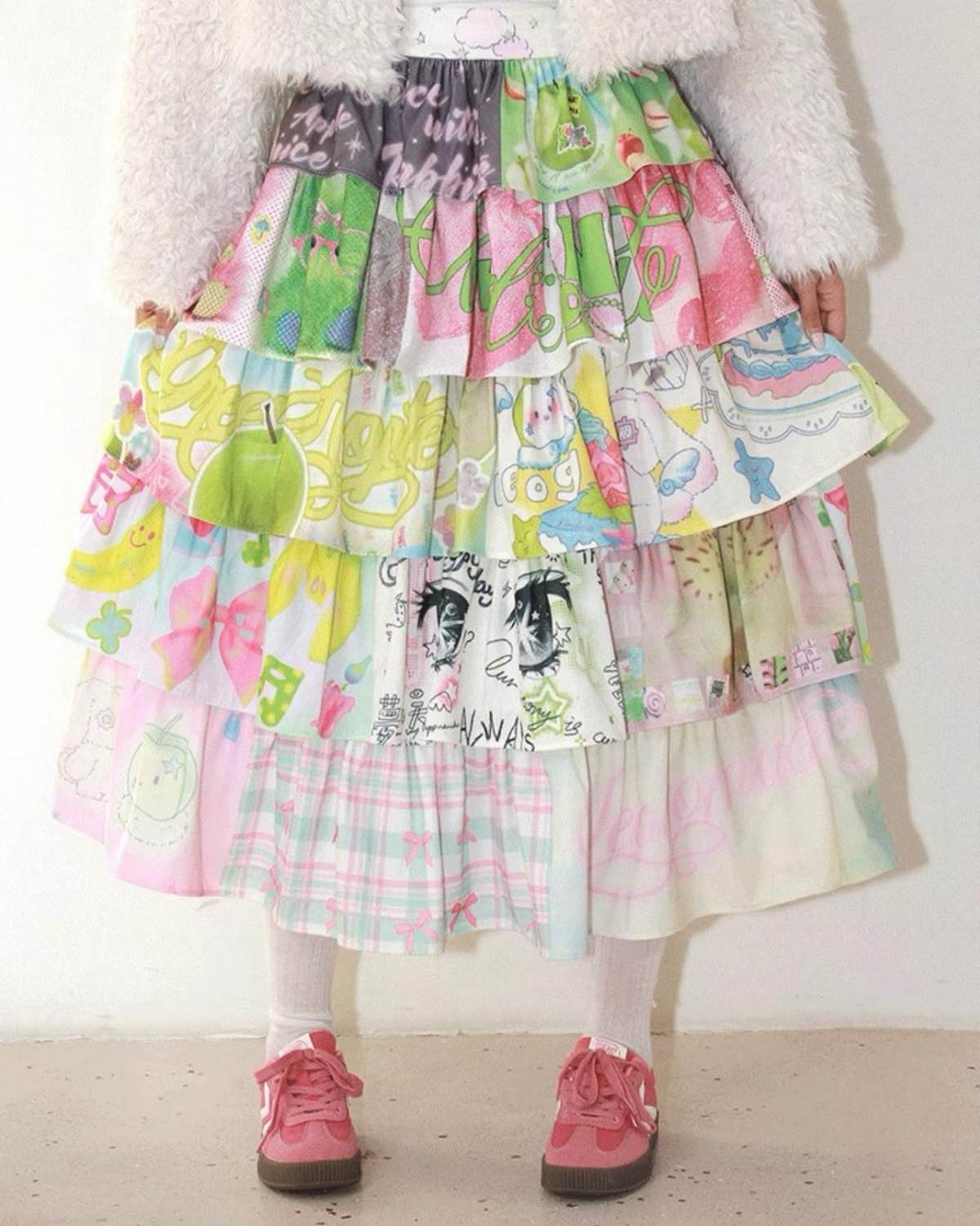 Green Apple Cake Maxi Skirt Spread Out