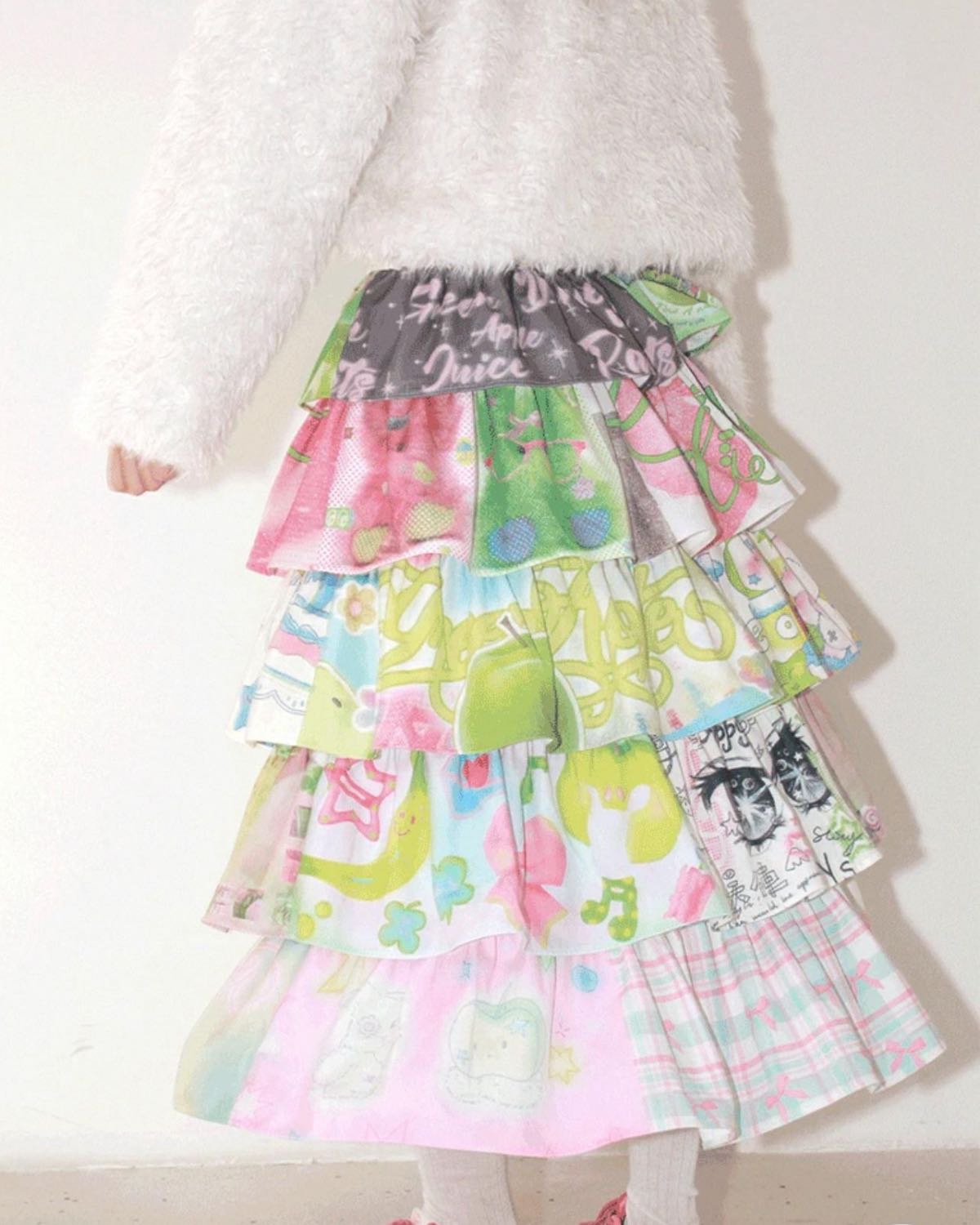 Green Apple Cake Maxi Skirt Back View