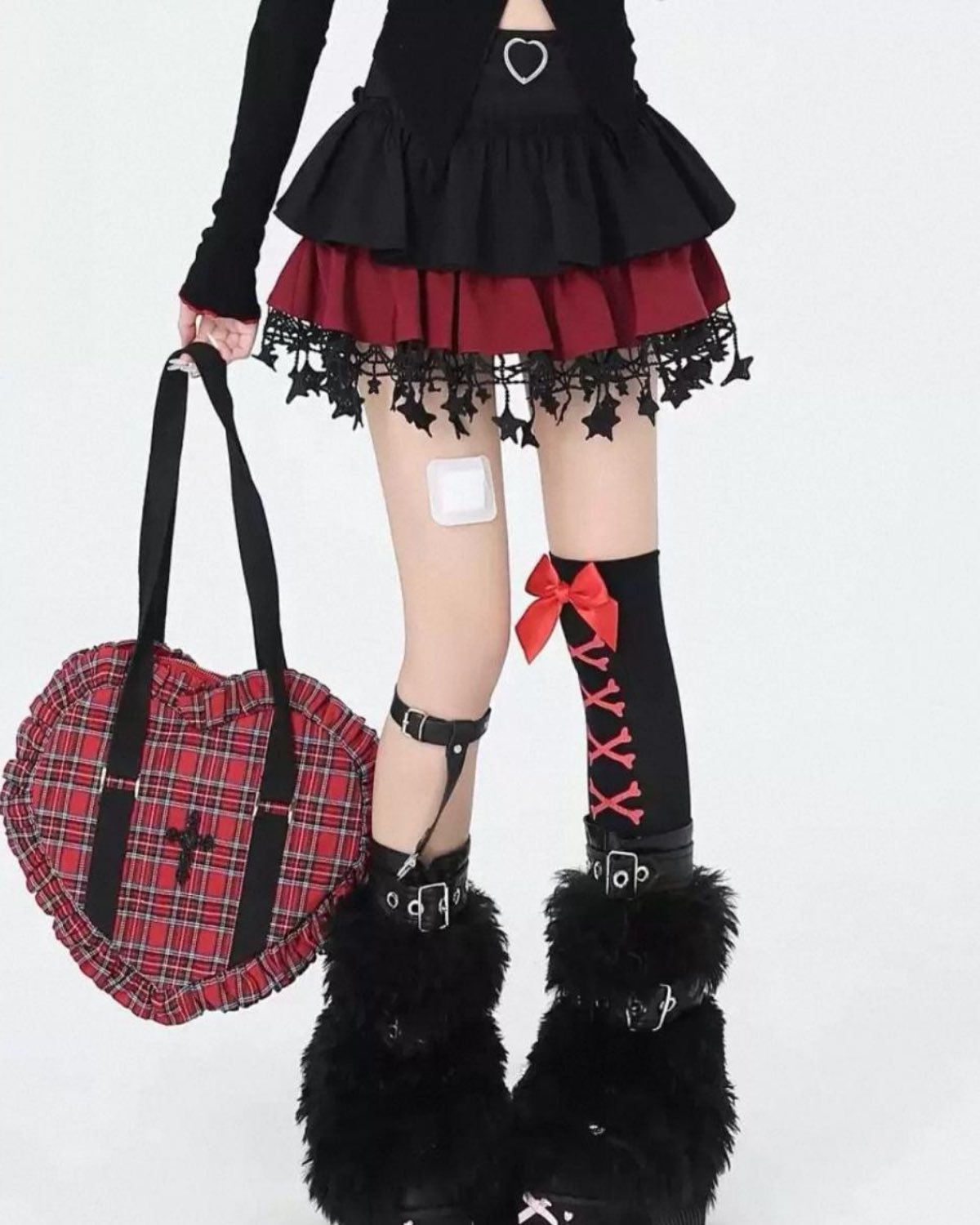 Grunge Cake Mini Skirt Red Legs Only