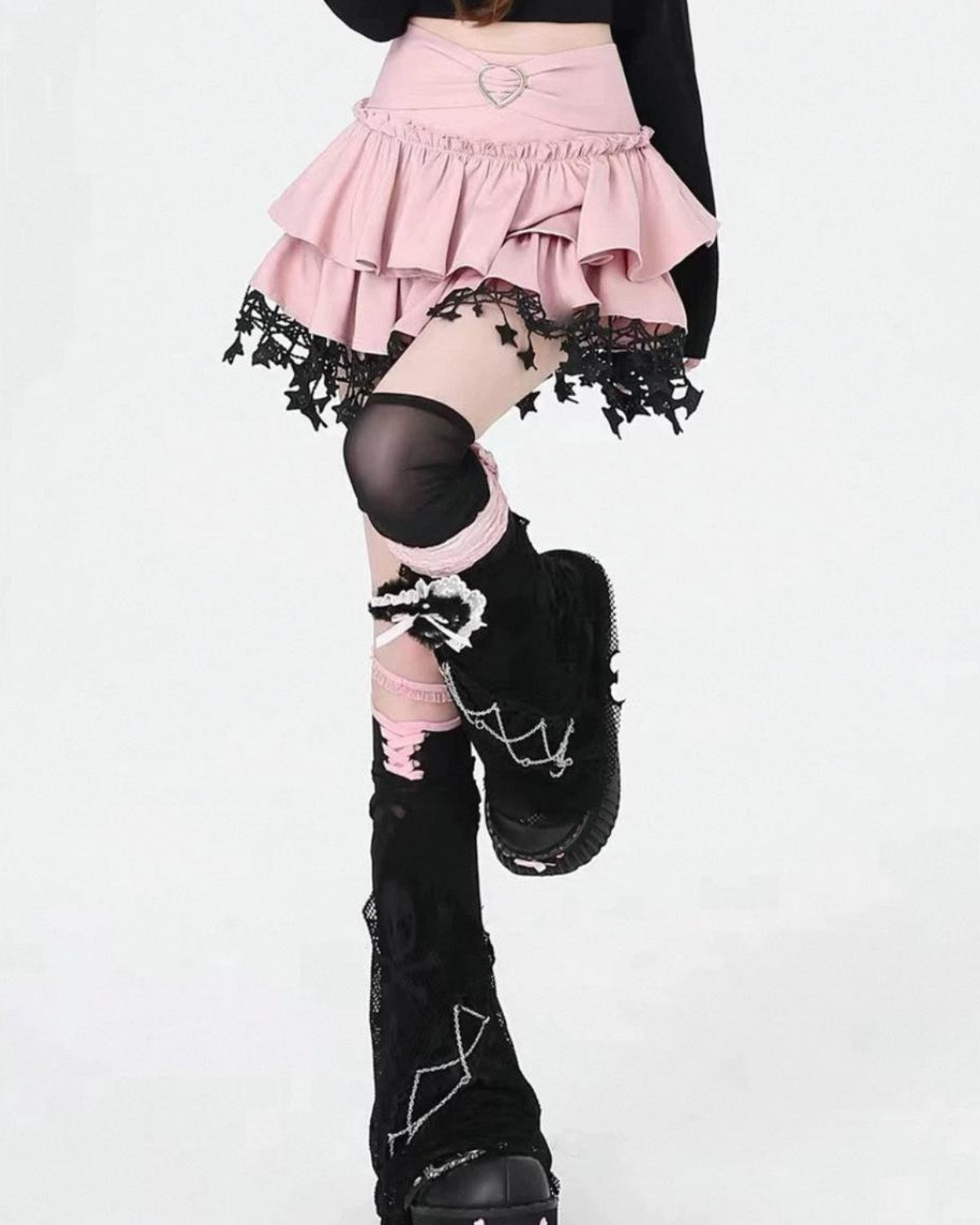 Grunge Cake Mini Skirt Pink Legs Only