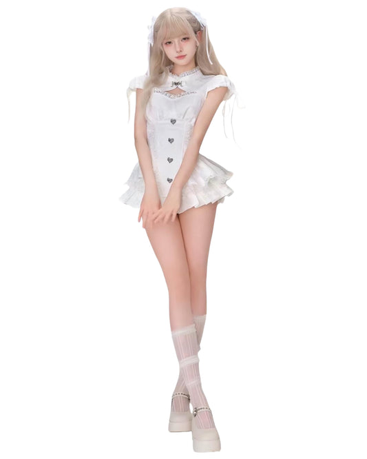 Kawaii Angel Dress Set White Backdrop