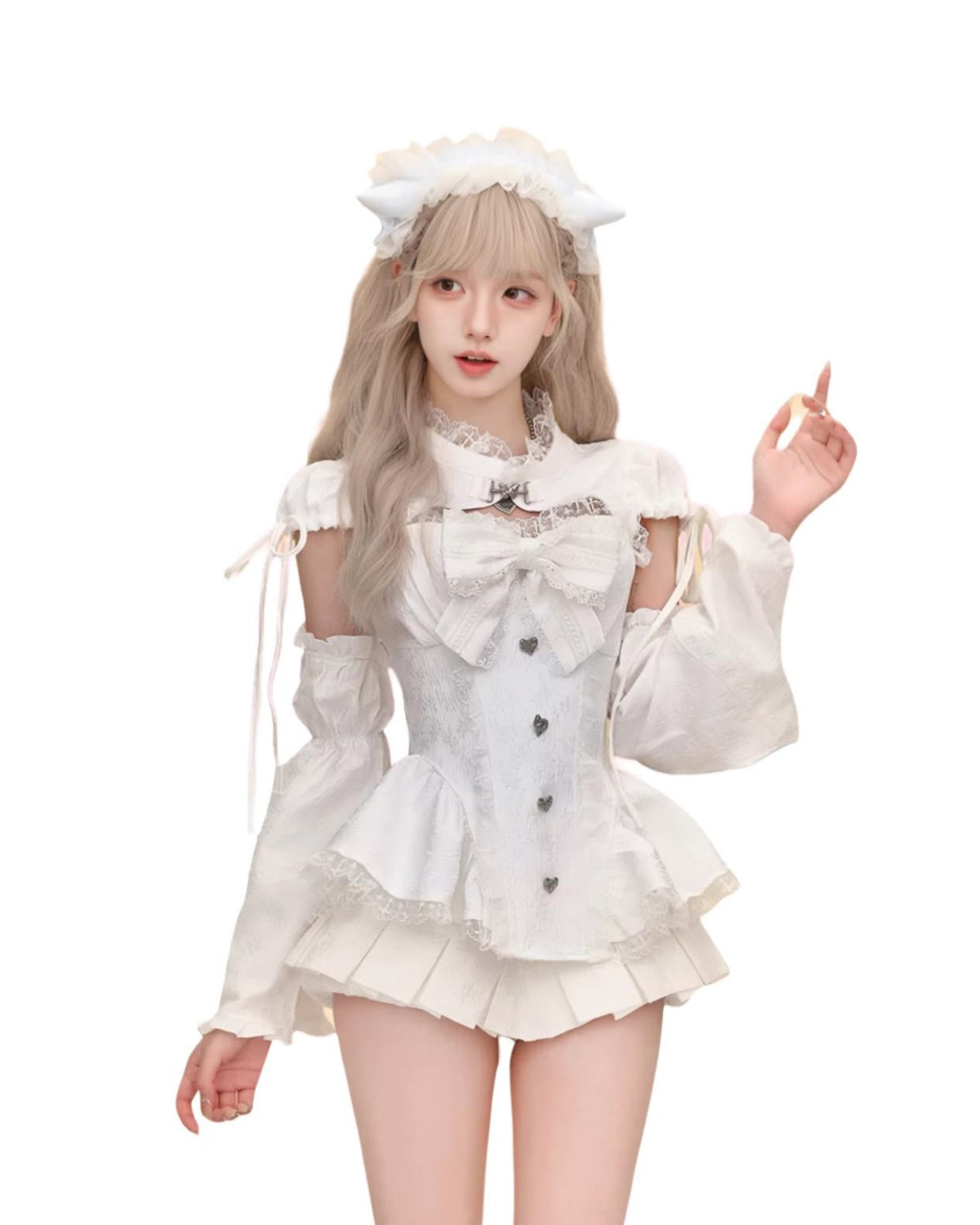 Kawaii Angel Dress Set On Model Half Body