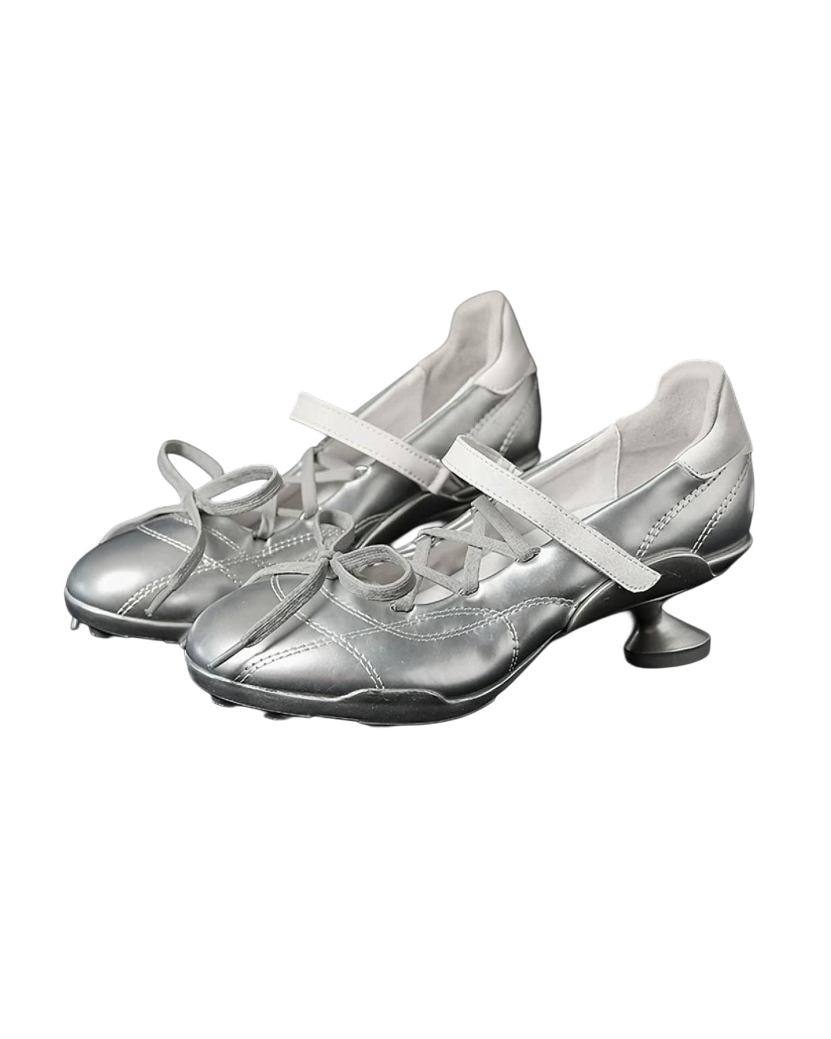 Lace-Up Ballet Heels White Backdrop