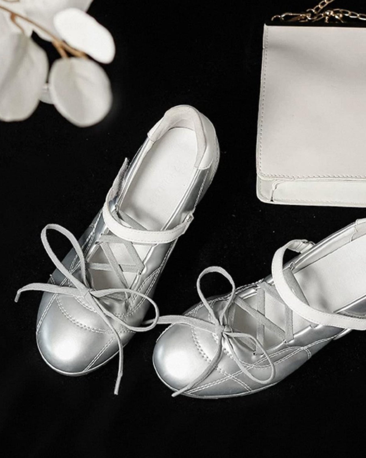 Lace-Up Ballet Heels On Table