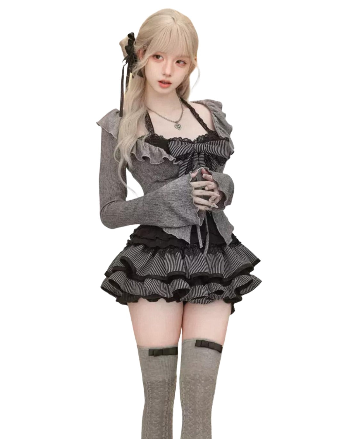 Lace Strap Shoujo Outfit Set Closer Up