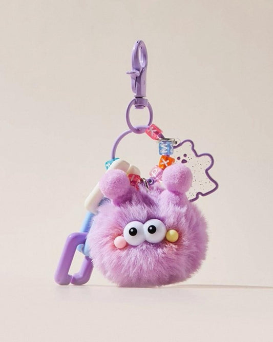 Ladybug Pom Pom Keychain Purple Color