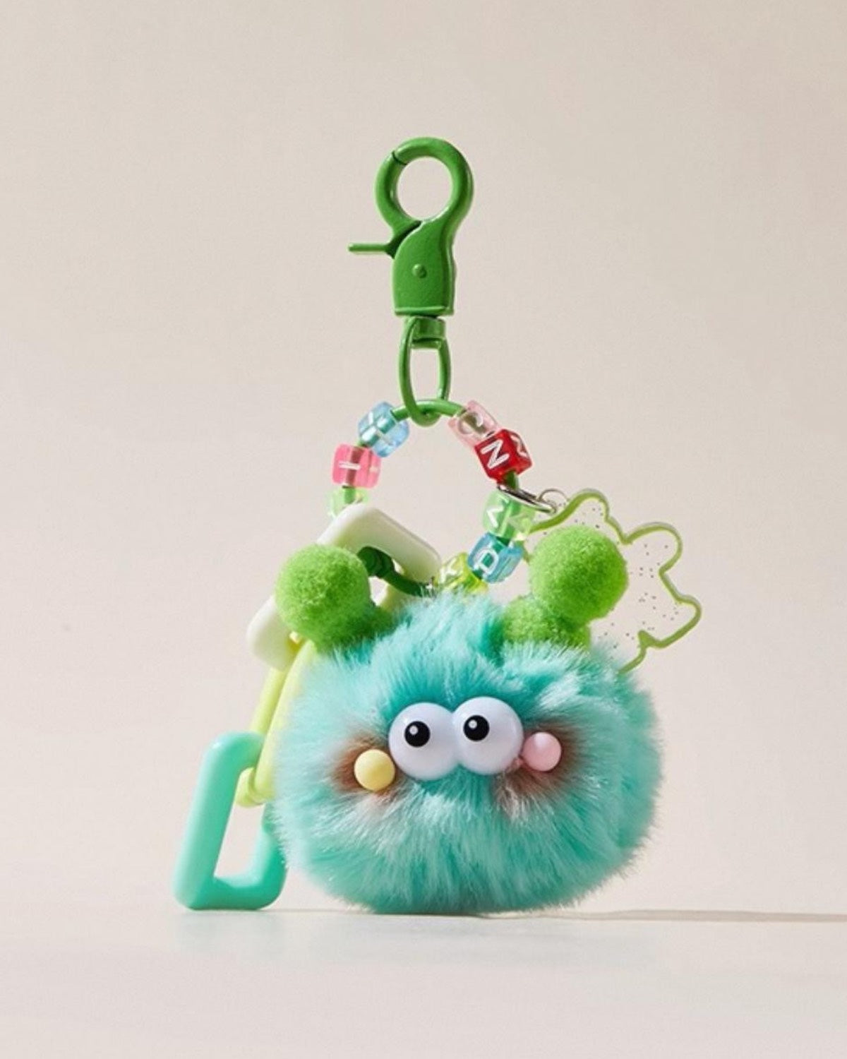 Ladybug Pom Pom Keychain Green Color
