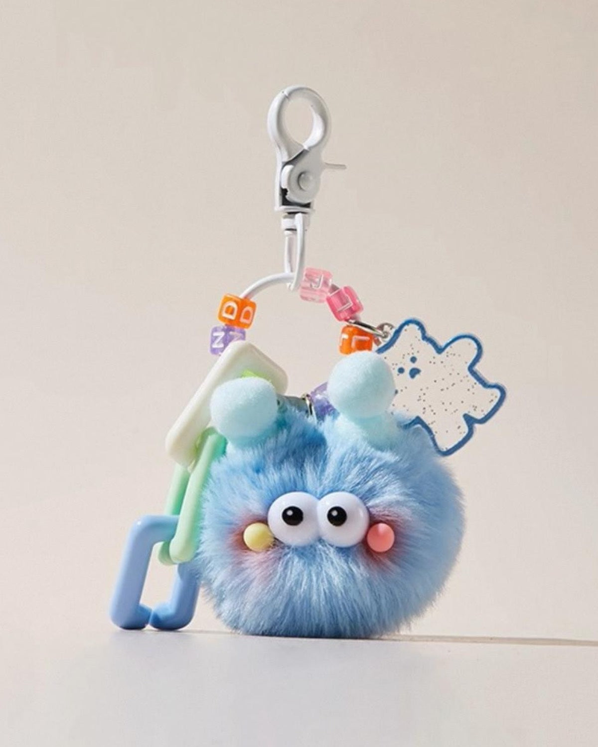 Ladybug Pom Pom Keychain Blue Color