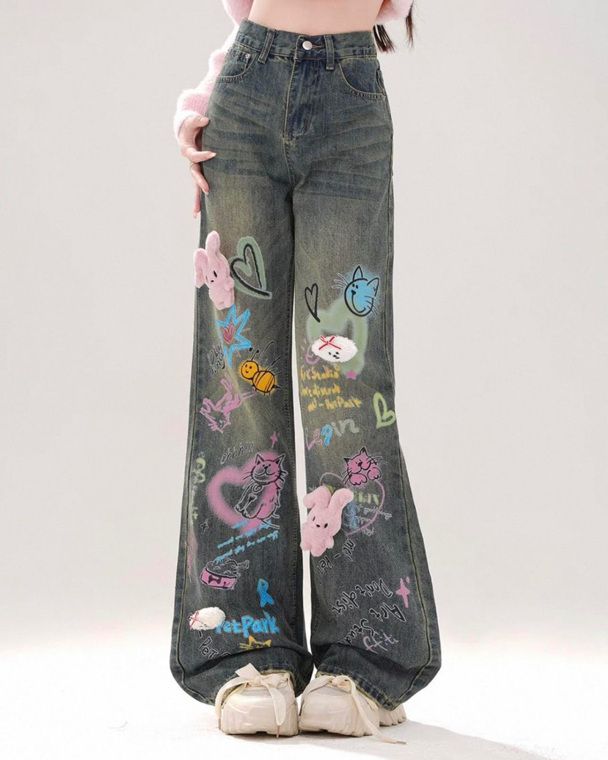 Loose Fit Harajuku Jeans Closer Up