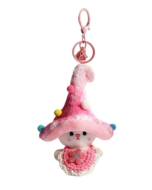 Mushroom Elf Keychain Pink Front View