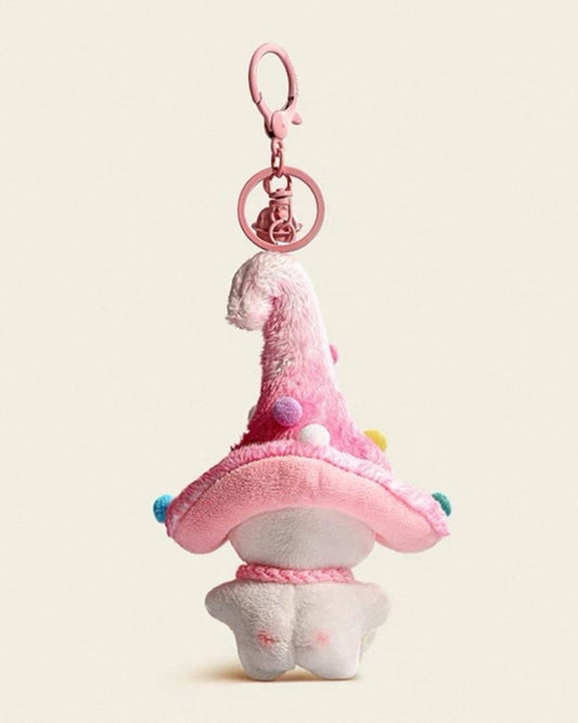 Mushroom Elf Keychain Pink Back View