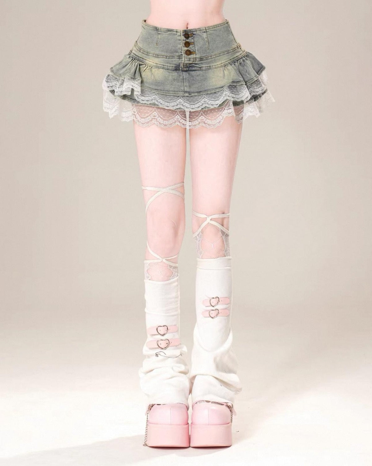 Pleated Denim Mini Skirt Legs Only