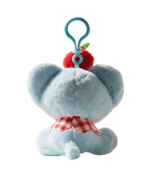 Plush Blue Elephant Keychain Sitting Back View