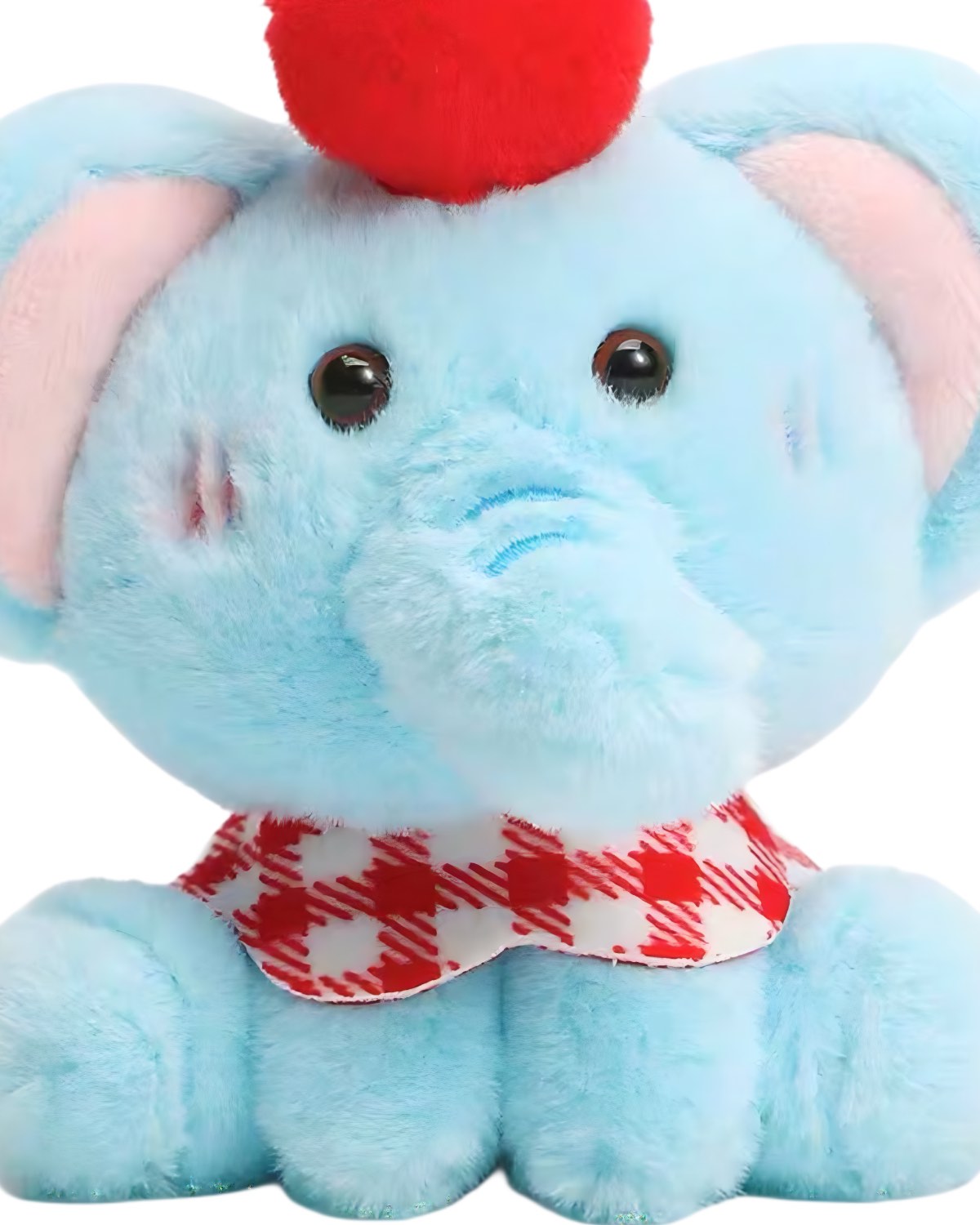 Plush Blue Elephant Keychain Sitting Close Up