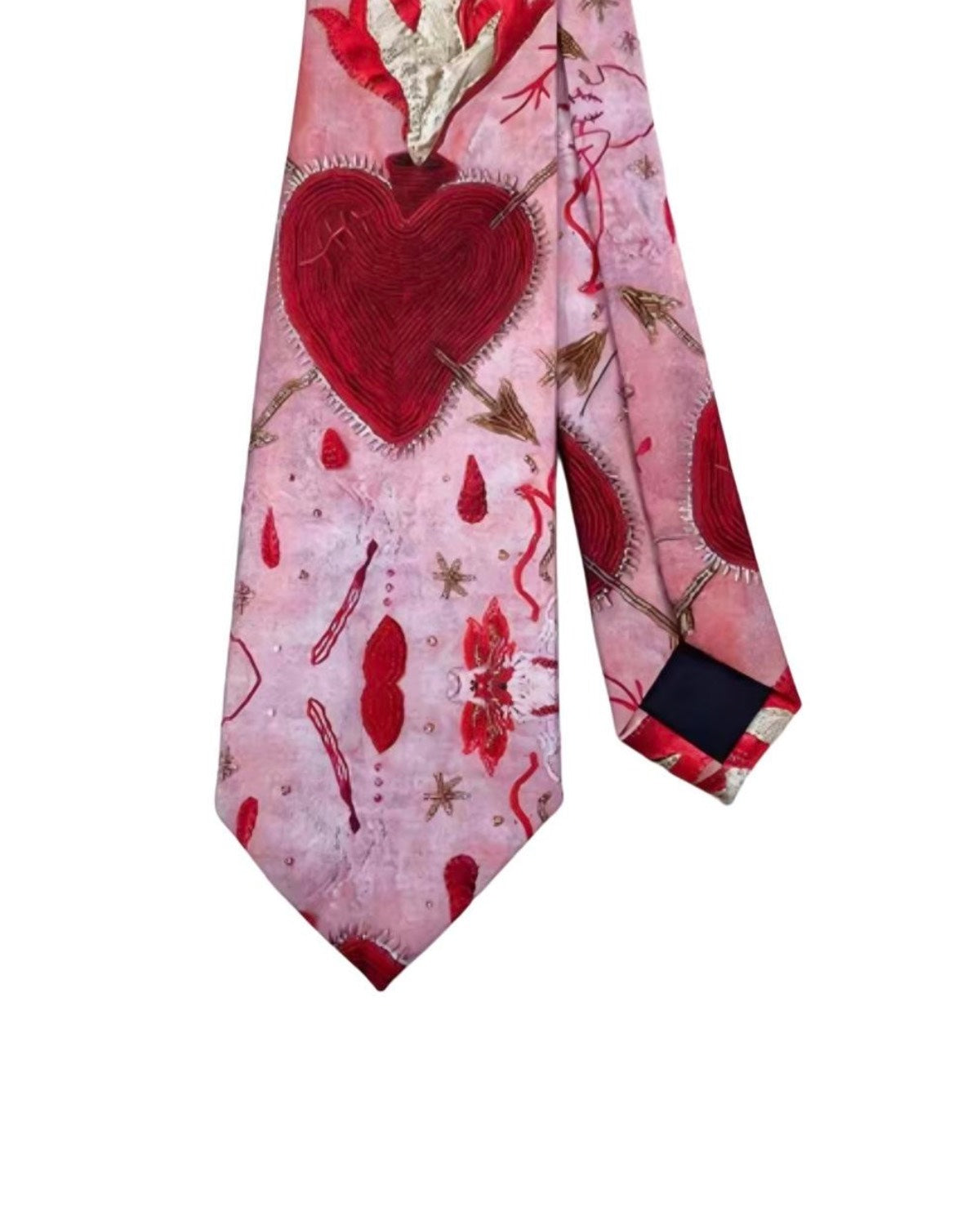 Punk Heart Print Necktie Bottom