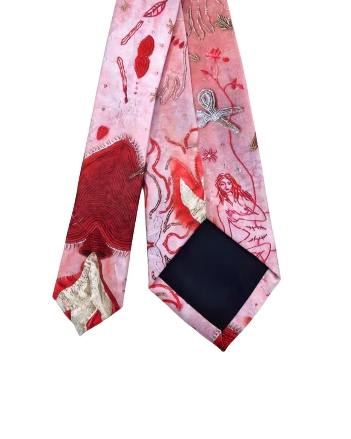 Punk Heart Print Necktie Back View
