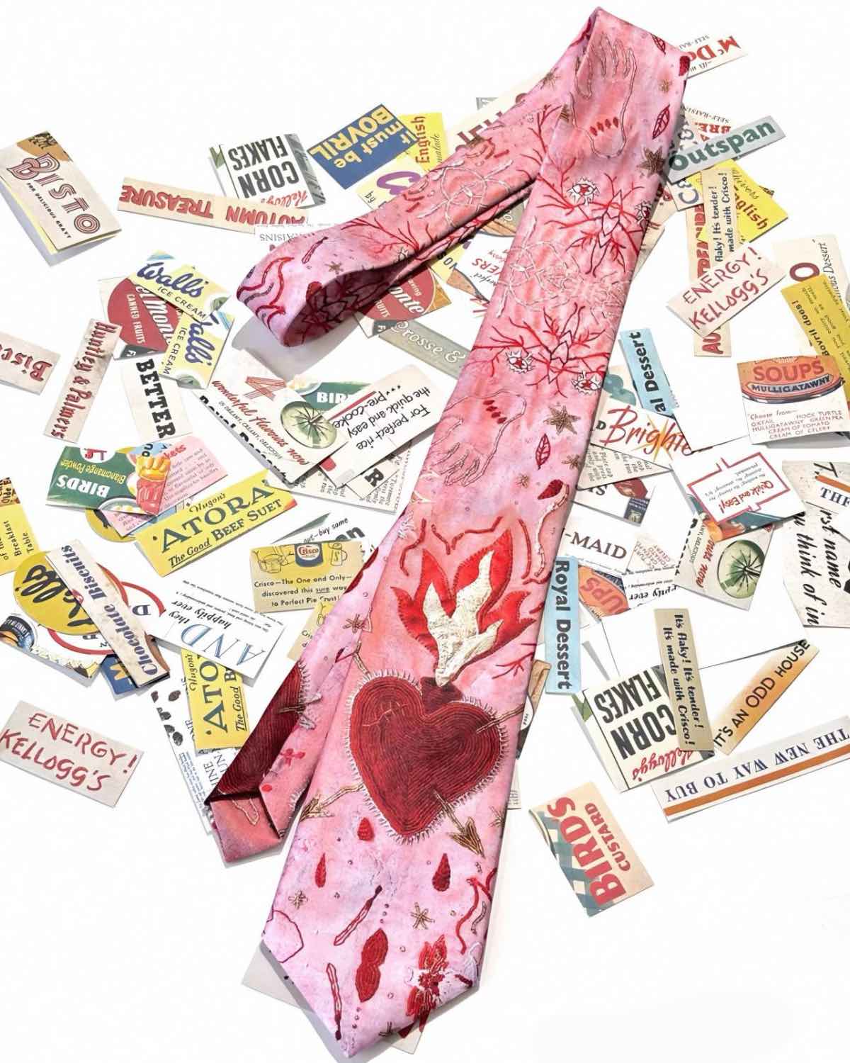 Punk Heart Print Necktie On Table