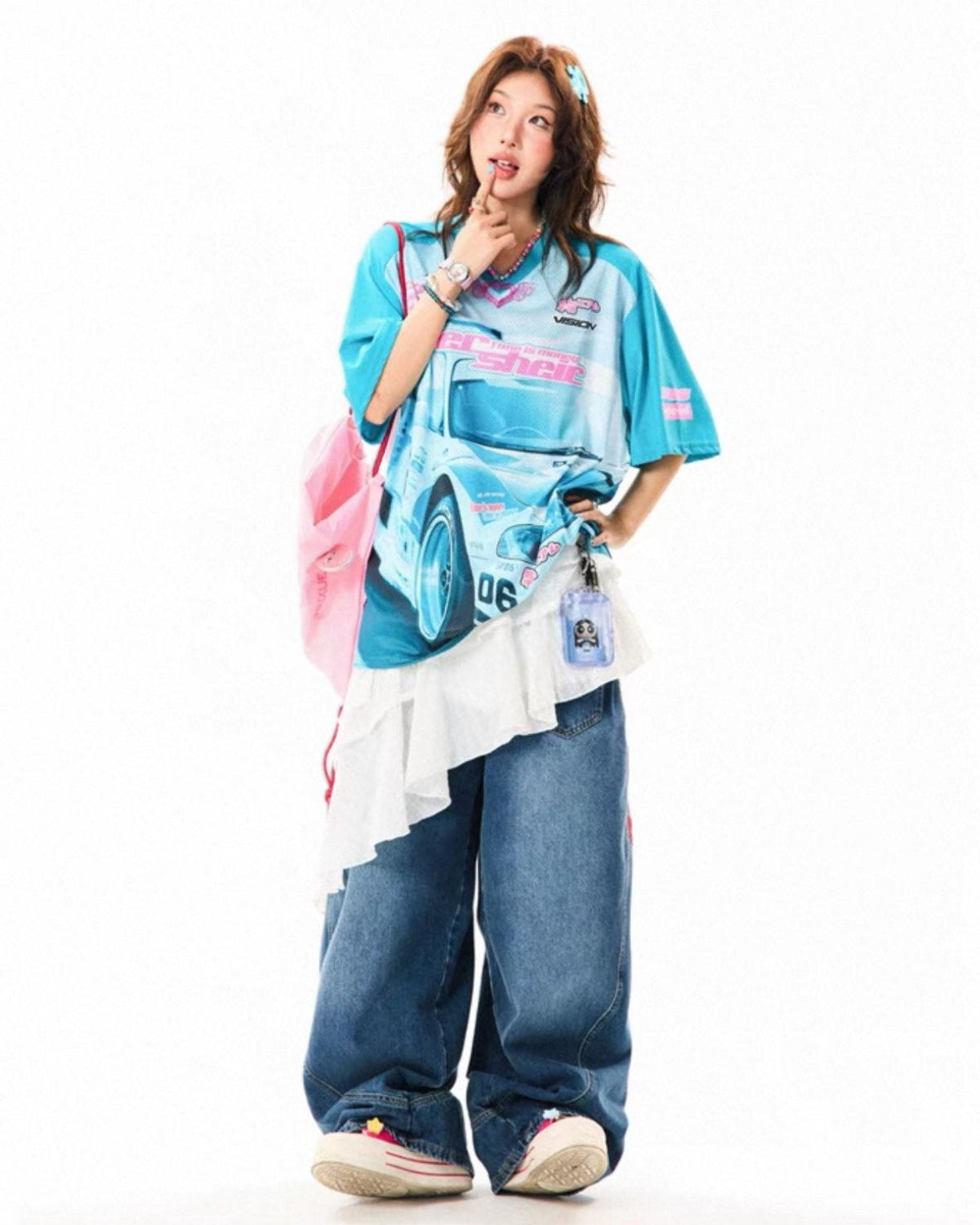 Racing Mesh T-Shirt On Model Posing