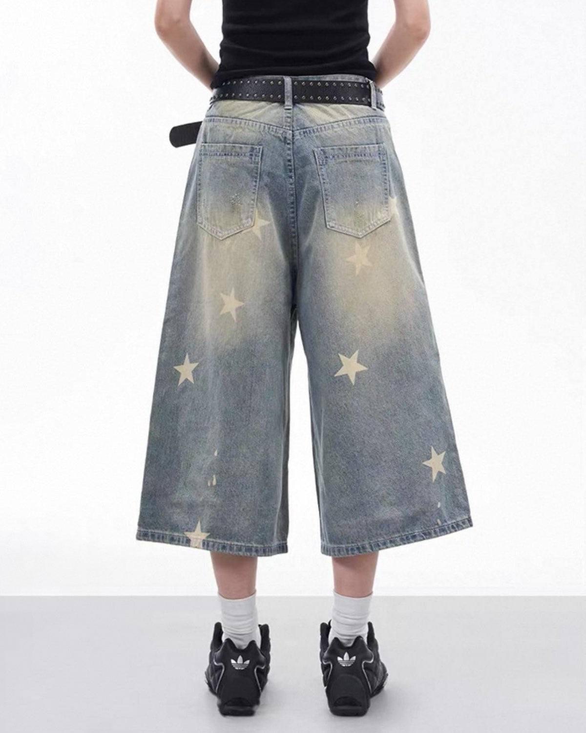 Retro Star Print Jorts Back View