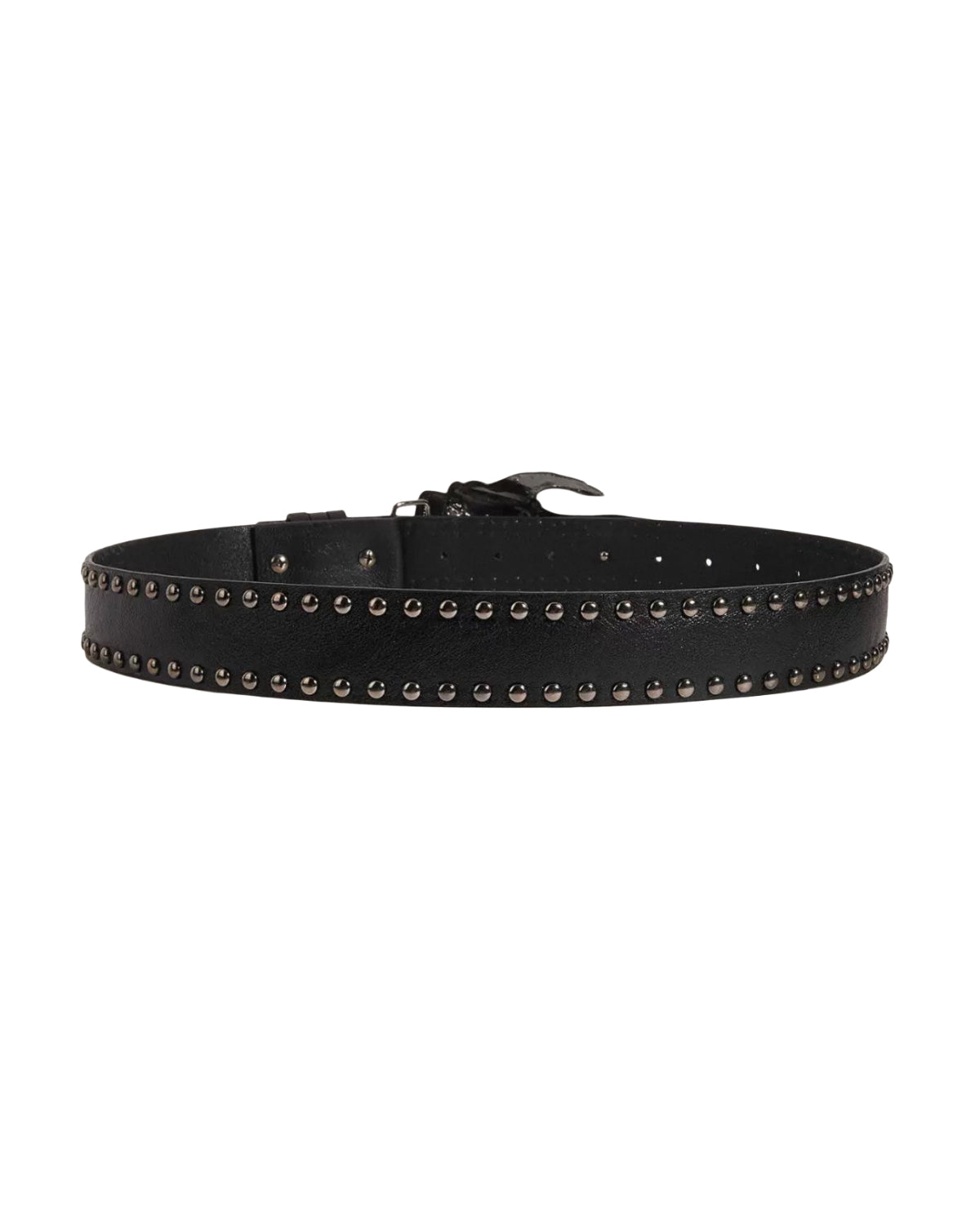 Black studded belt on a white background