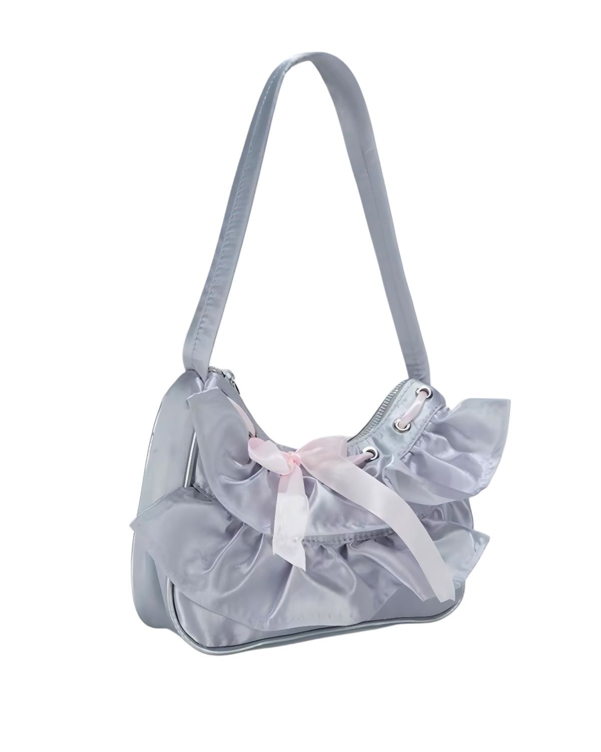 Soft Cloth Shoulder Bag White Backdrop Quarter View