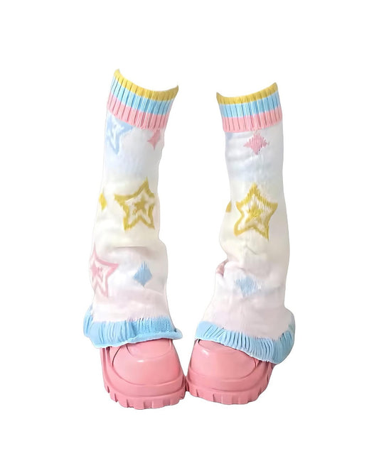 Star Knit Leg Warmers White Backdrop
