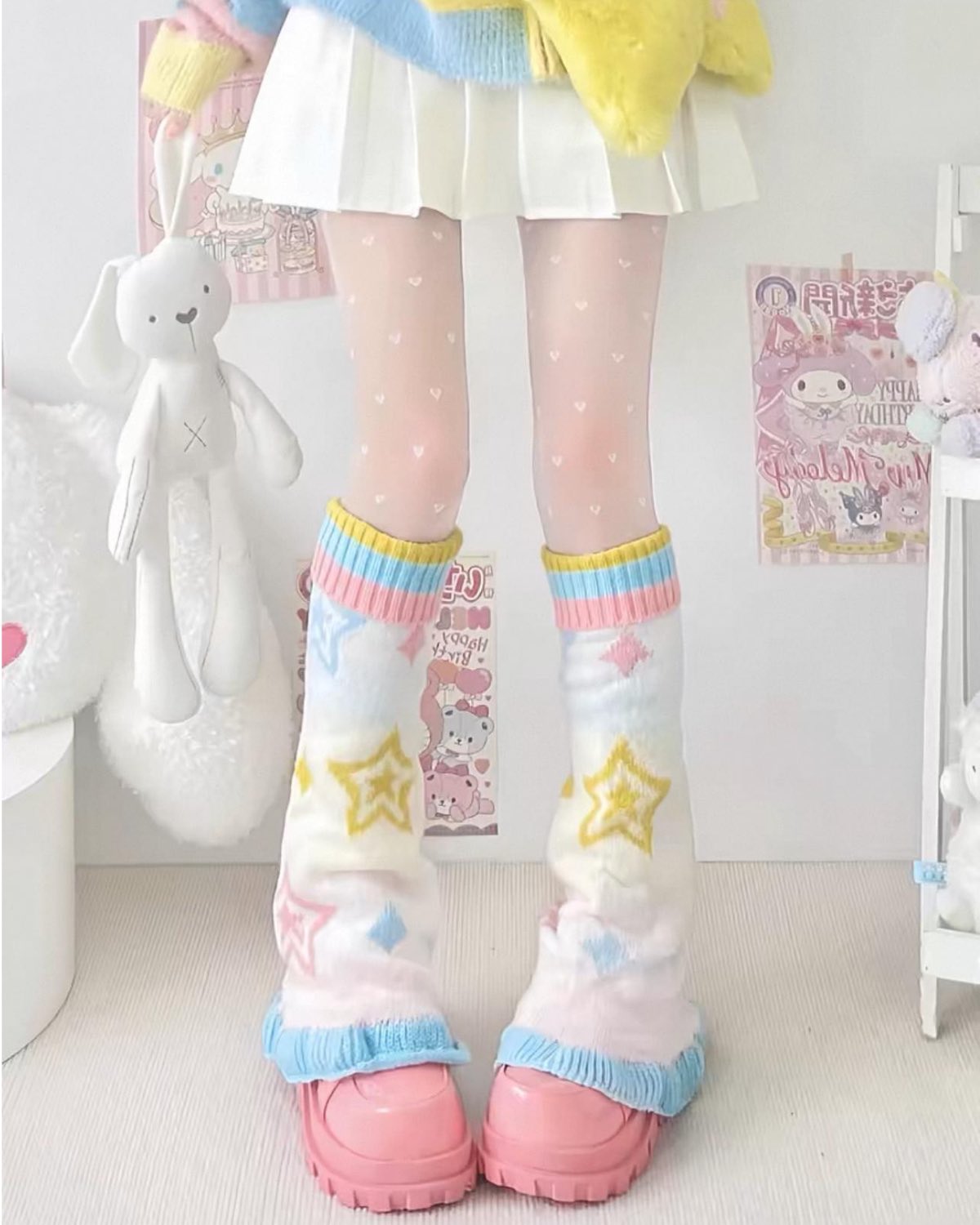 Star Knit Leg Warmers Closer Up