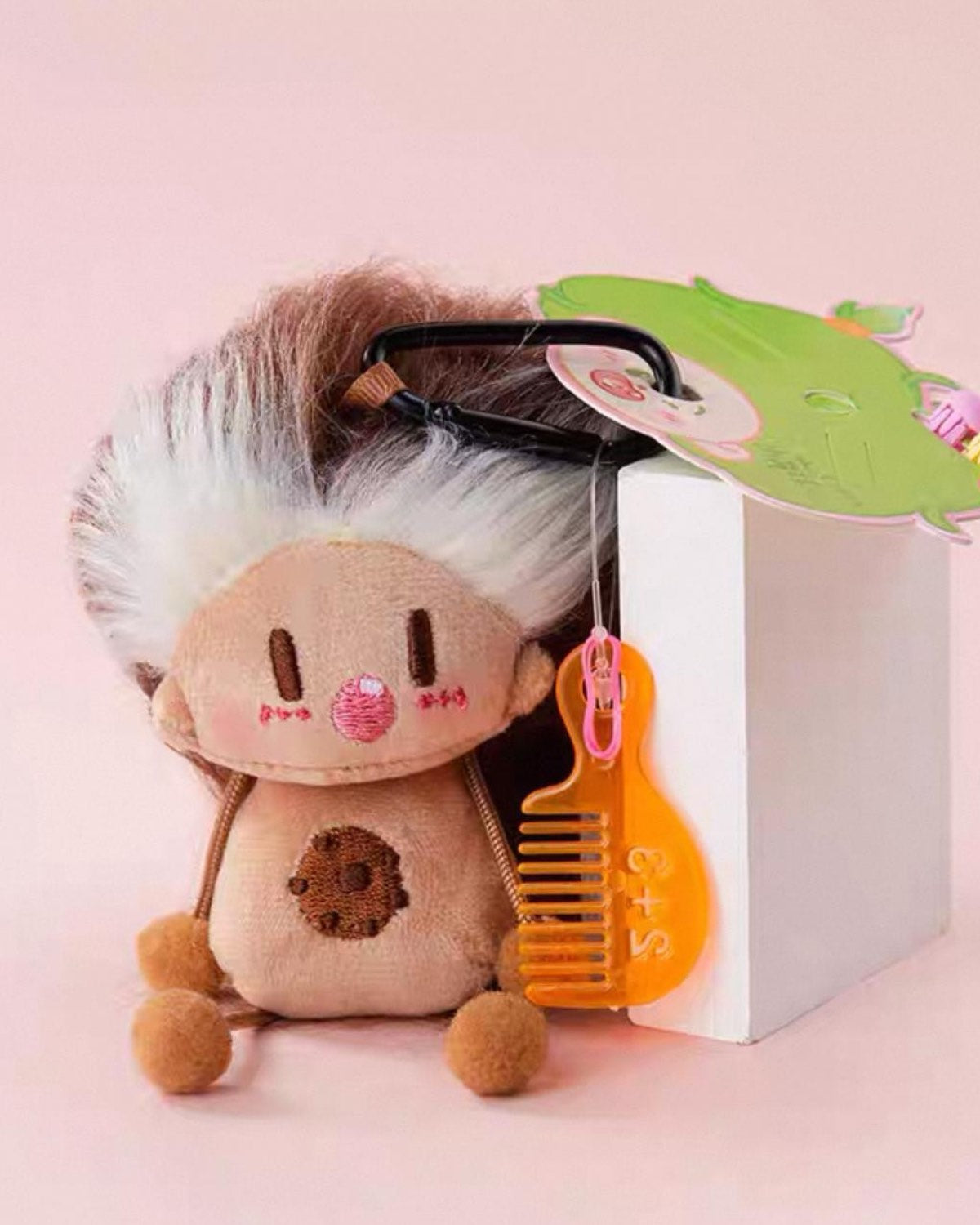 Wild Hair Doll Keychain Brown Sitting