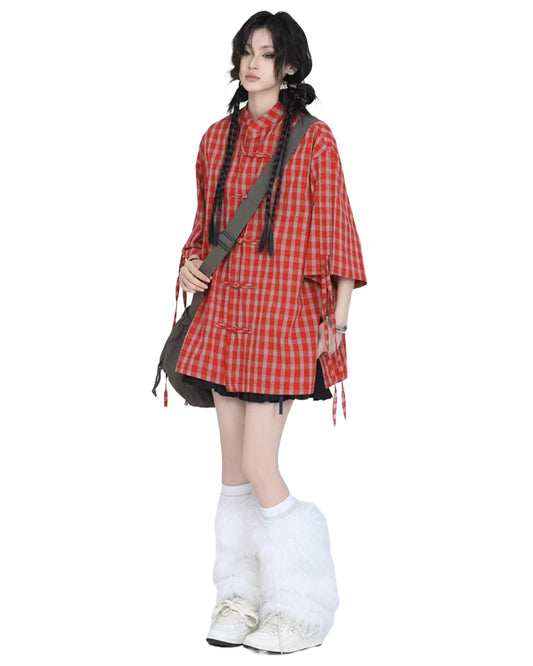 Chinese Style Grid Shirt