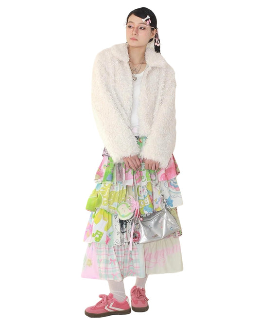 Green Apple Cake Maxi Skirt White Backdrop