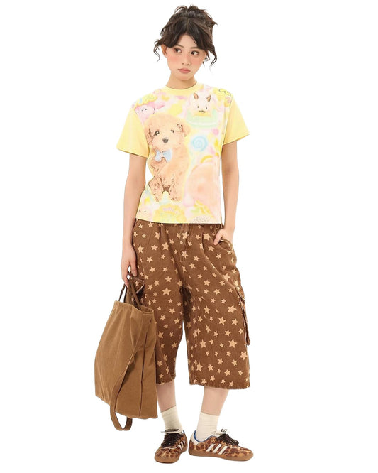 Harajuku Puppy Graphic T-Shirt White Backdrop