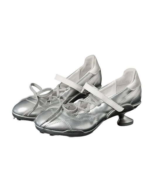 Lace-Up Ballet Heels White Backdrop