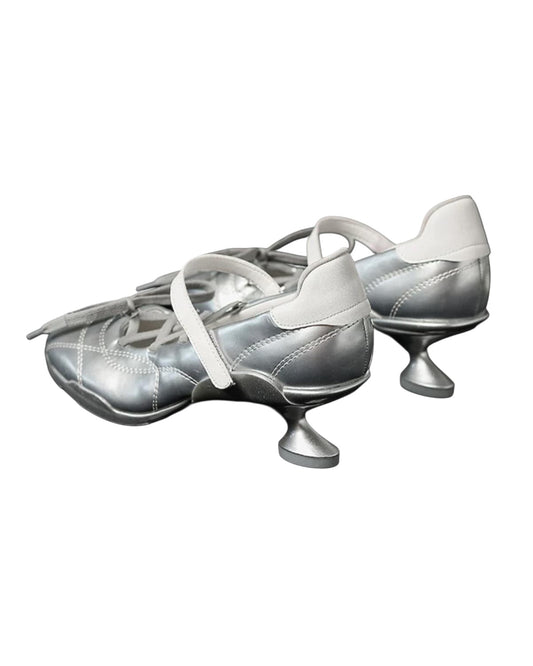 Lace-Up Ballet Heels Back View