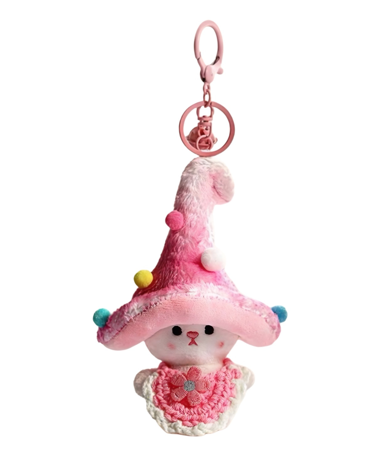 Mushroom Elf Keychain Pink Front View