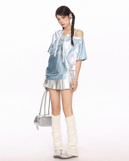 Off-Shoulder Retro T-Shirt Quarter View