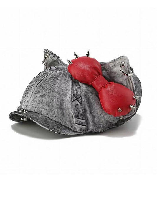 Red Bow Spiked Kitty Hat Quarter View