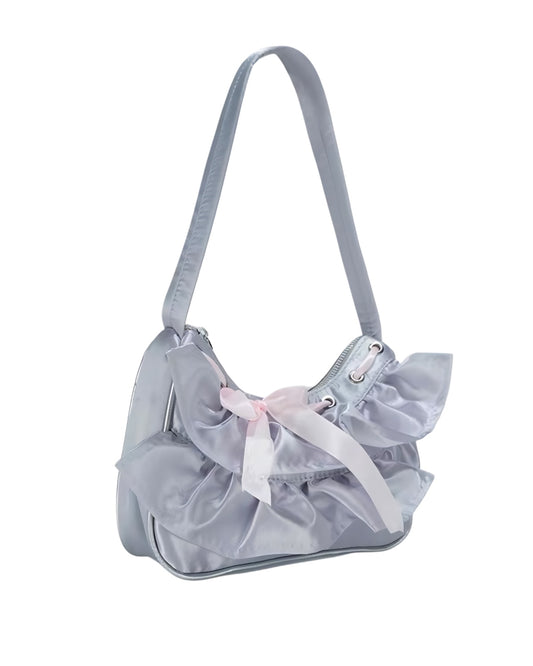 Soft Cloth Shoulder Bag White Backdrop Quarter View