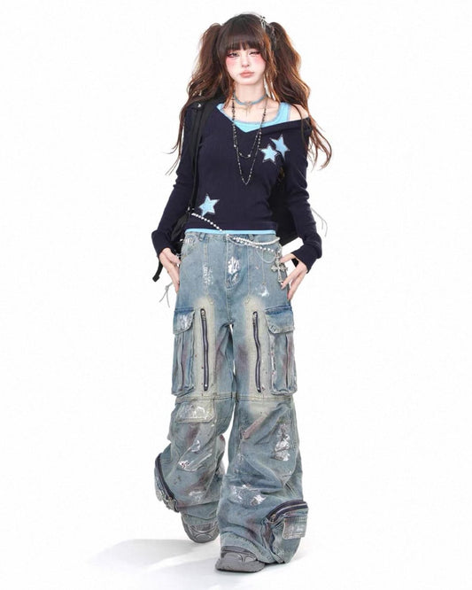 Star Embroidered Long-Sleeve On Model In Motion